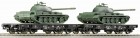 37583 Roco Set of 2 Heavy duty flat cars with T55 tanks